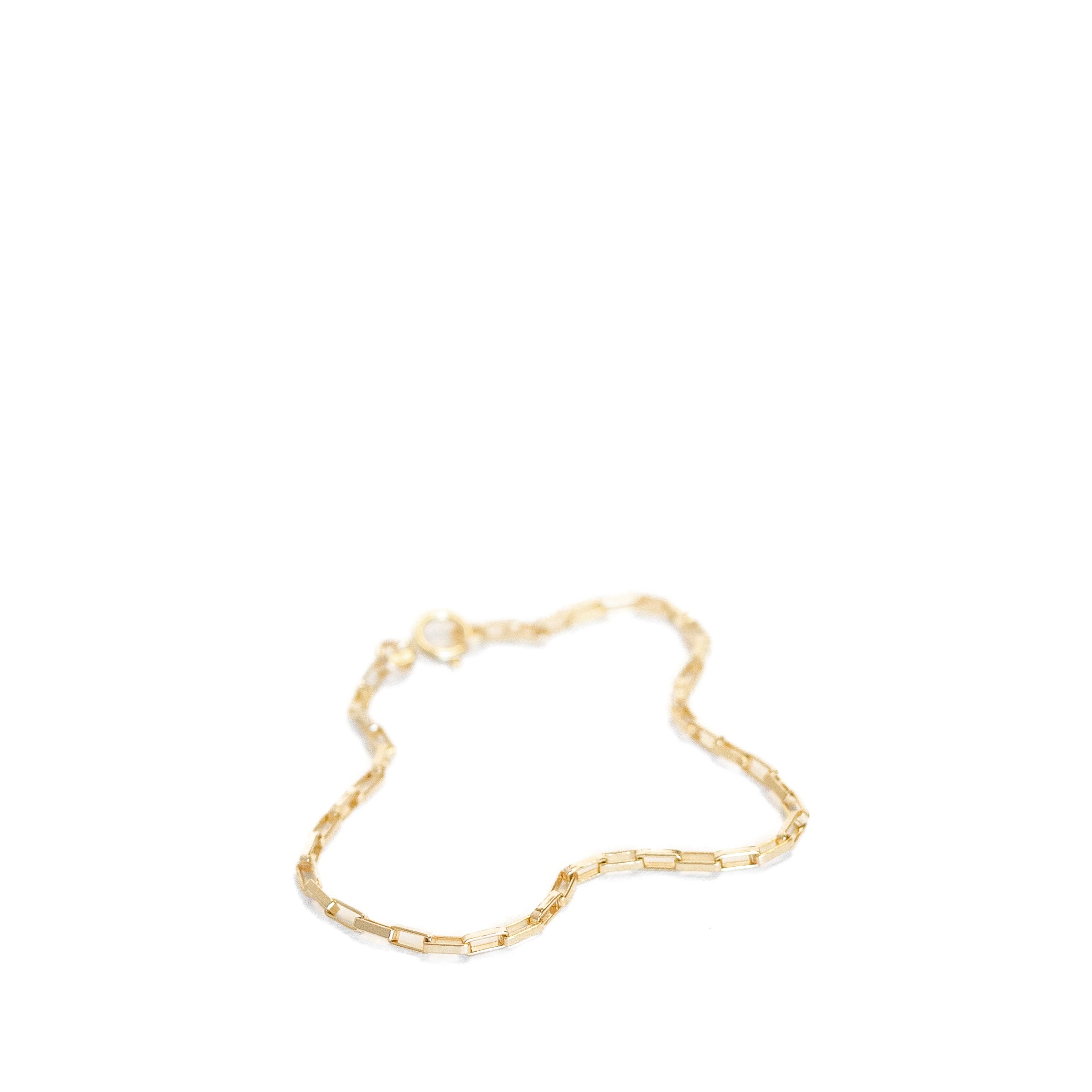 Dainty gold filled box chain bracelet.