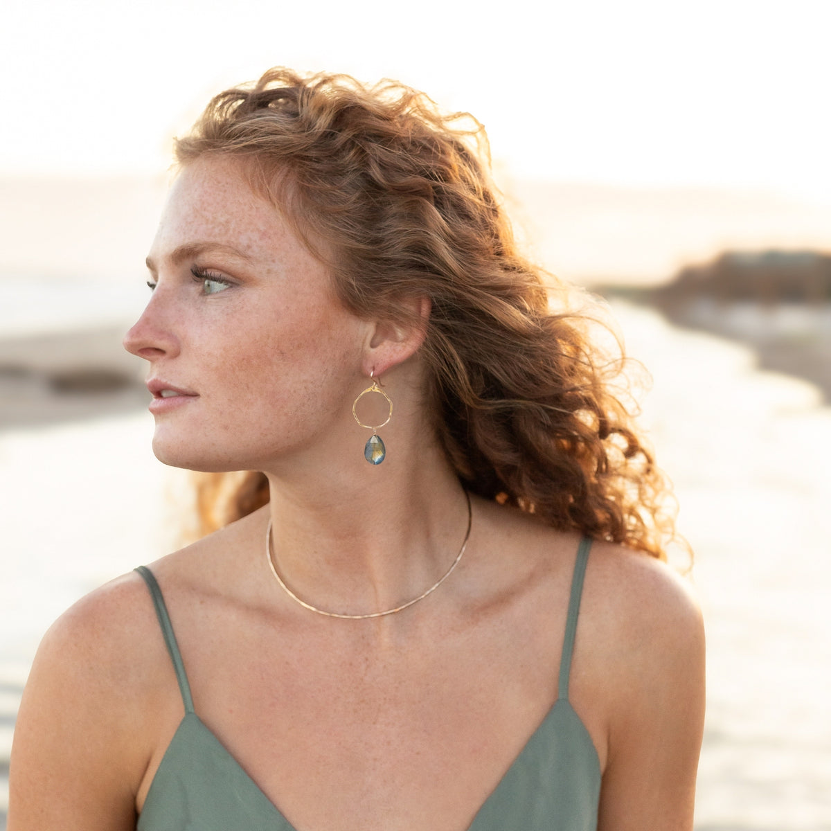 Labradorite Hoop Earrings