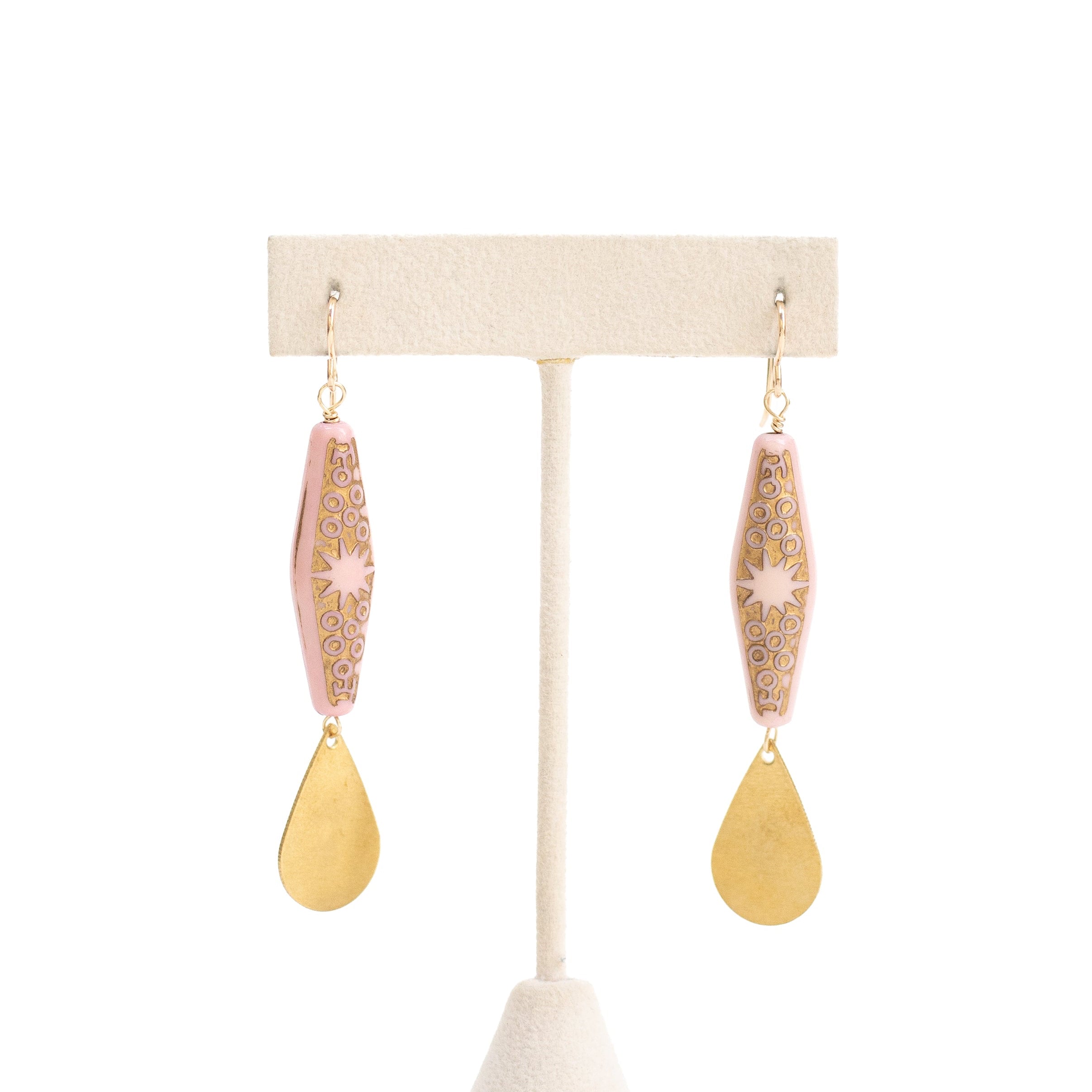 Golden Pink Starburst Earrings