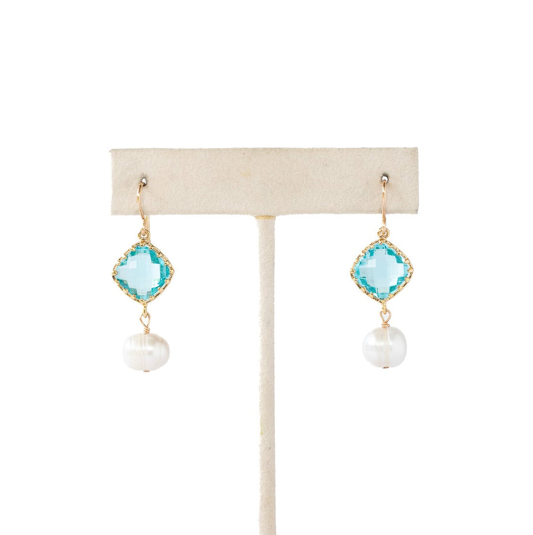 Flash Sale Friday // Teal + Pearl Drop Earrings