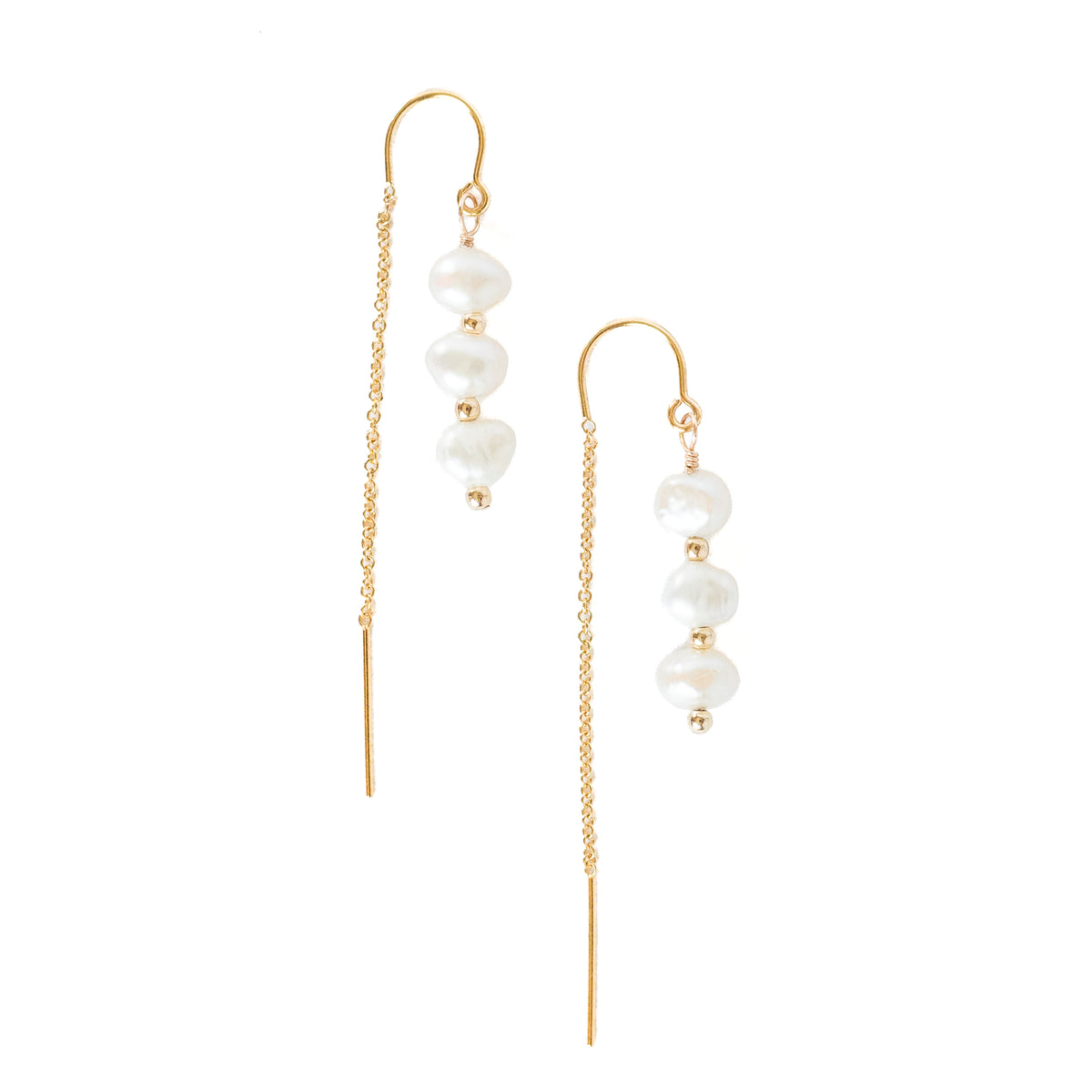 Pearl Stack Threader Earrings