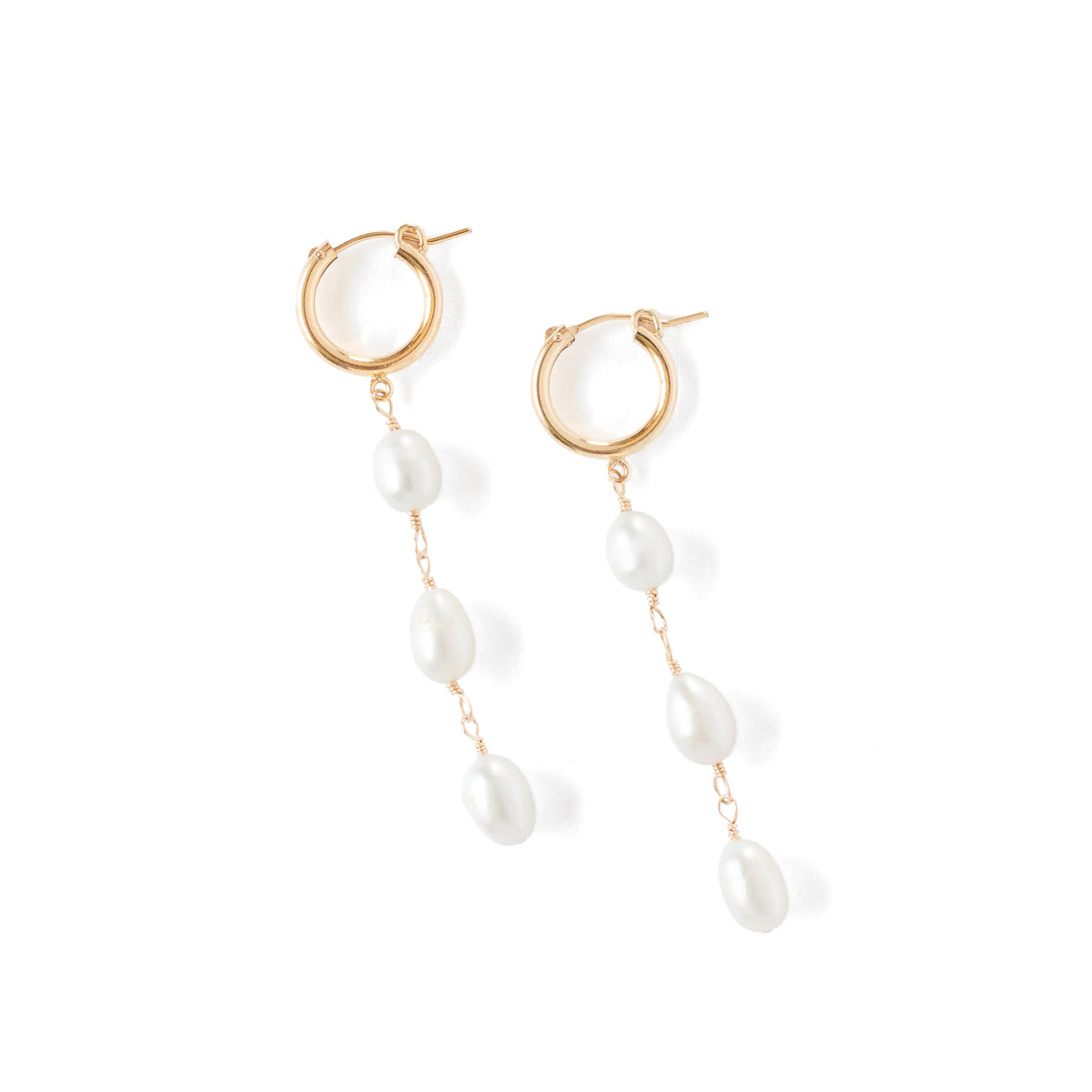 Long Pearl Drop Hoop Earrings
