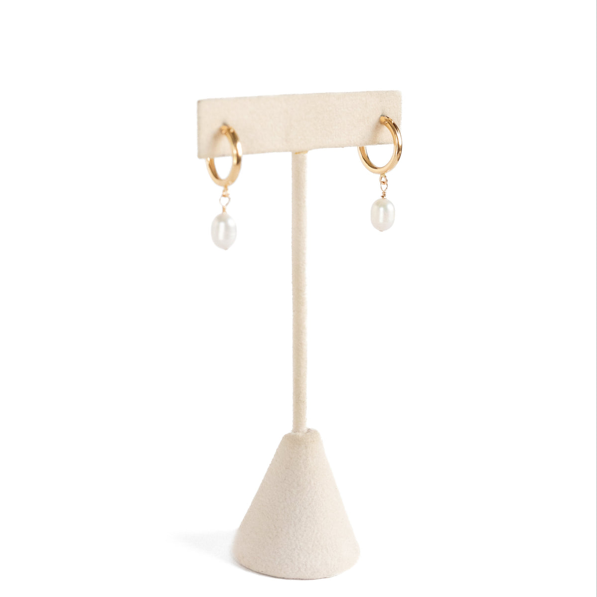 Single Pearl Drop Hoop Earrings