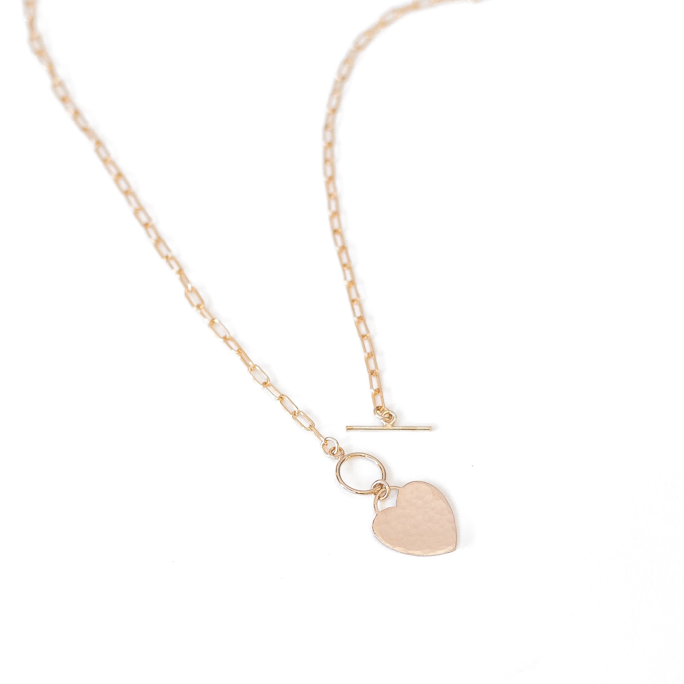 Hammered Heart Toggle Necklace