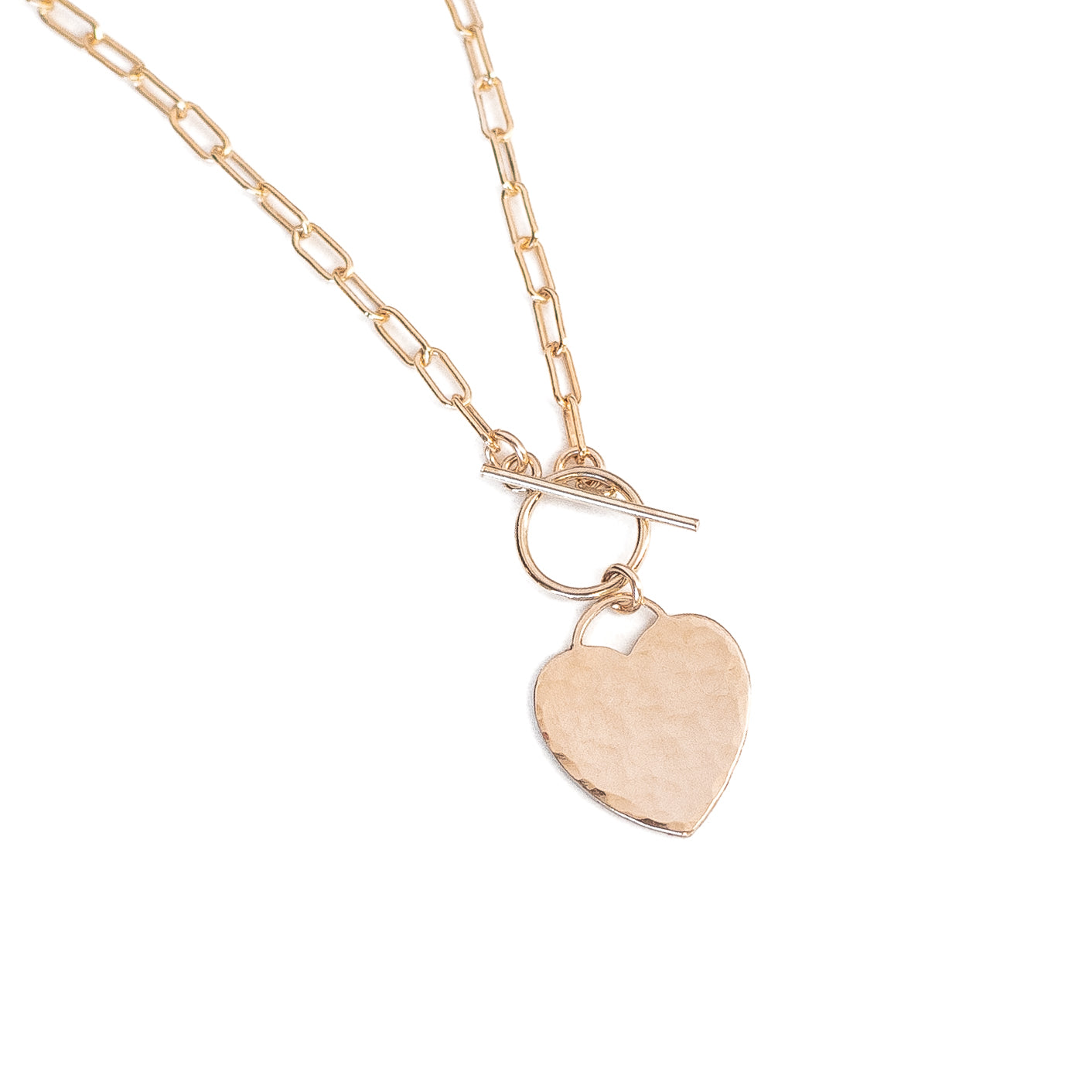 Hammered Heart Toggle Necklace