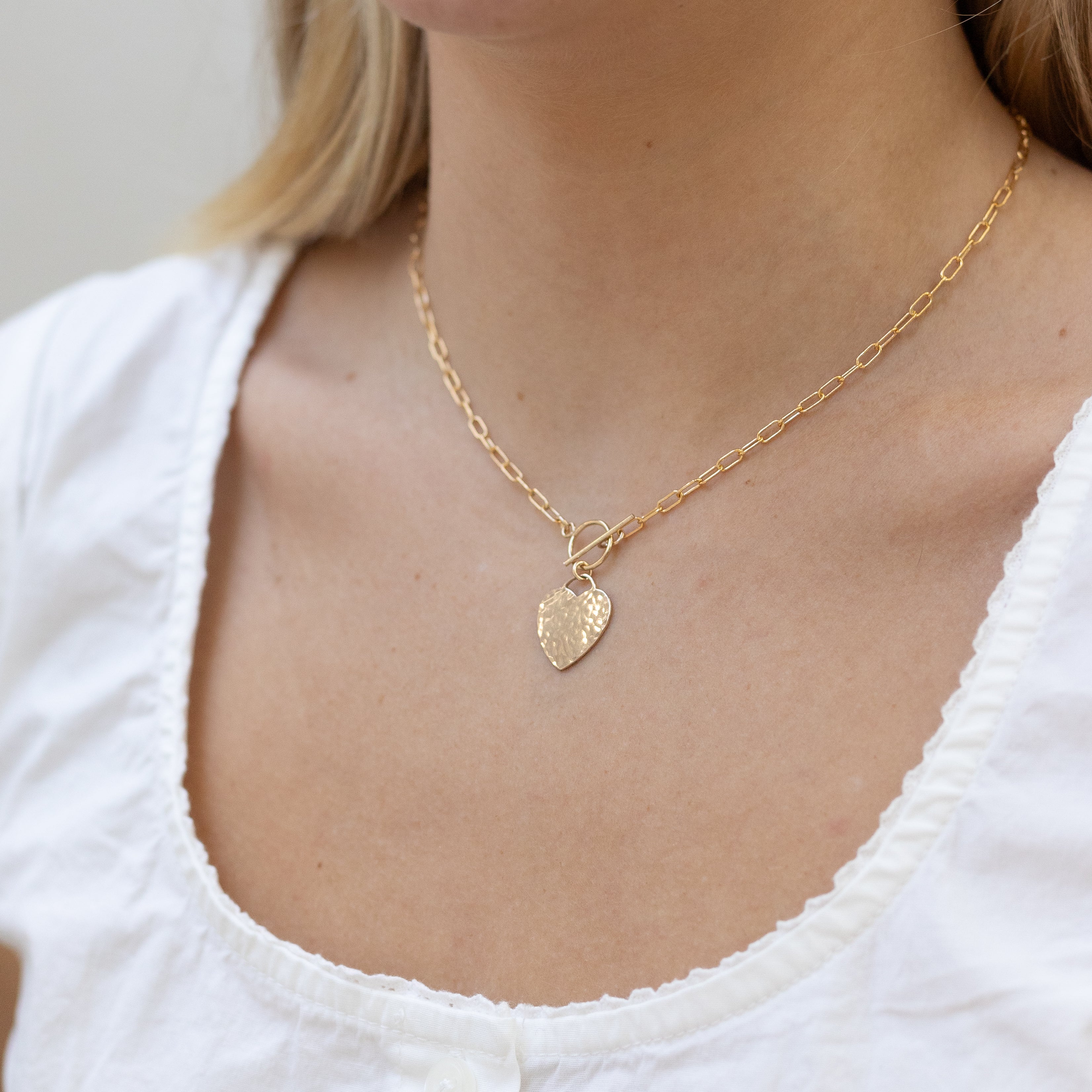Hammered Heart Toggle Necklace