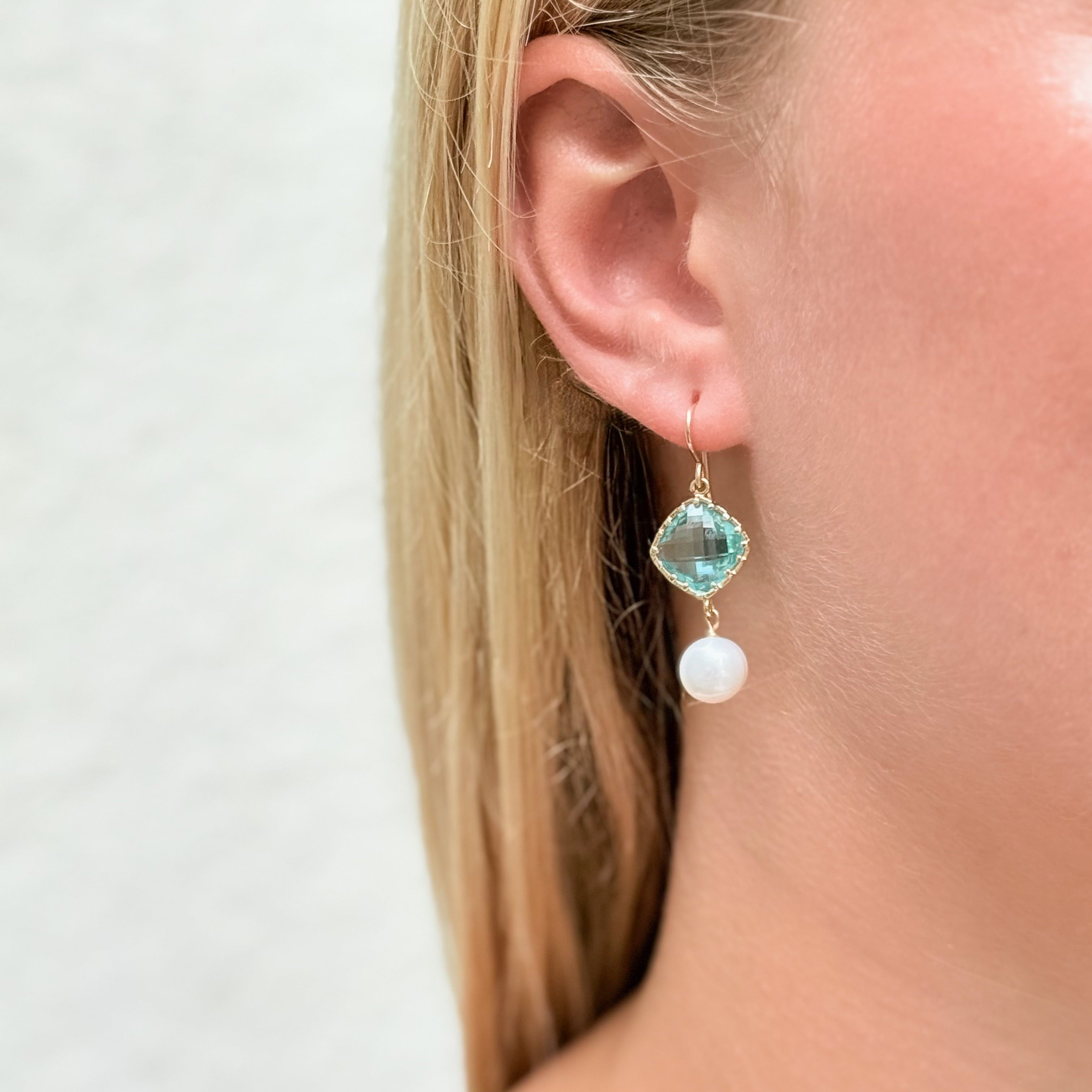 Flash Sale Friday // Teal + Pearl Drop Earrings