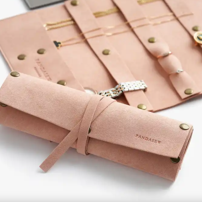 pink jewelry travel case.