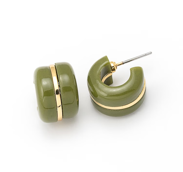 Green resin hoop earrings