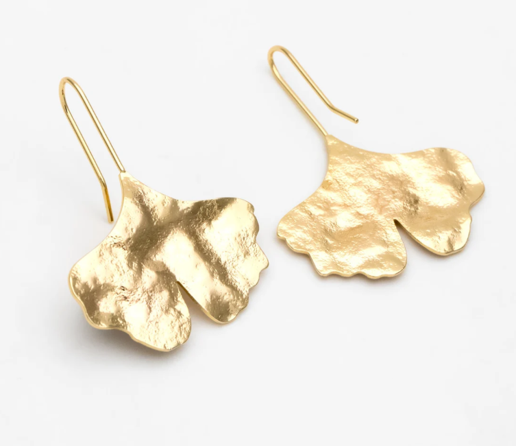 Gold-Plated Ginkgo Earrings