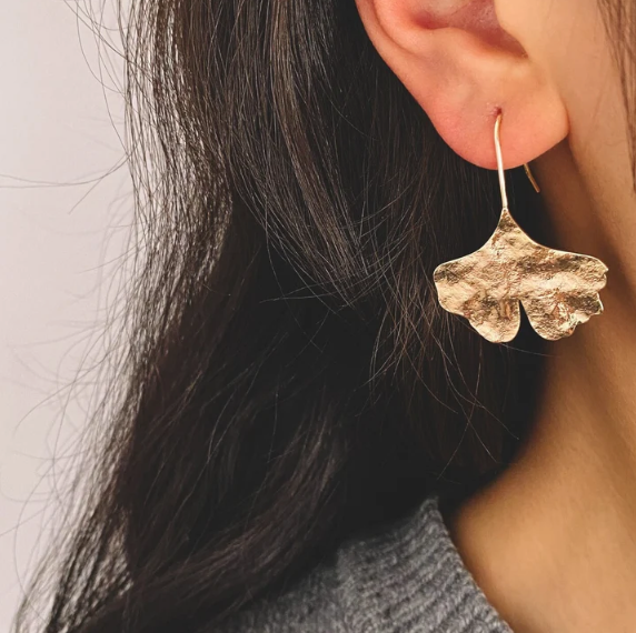 Gold-Plated Ginkgo Earrings