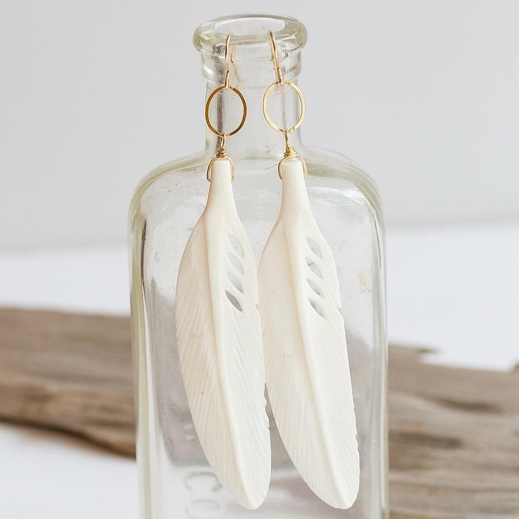 Carved Feather Earrings